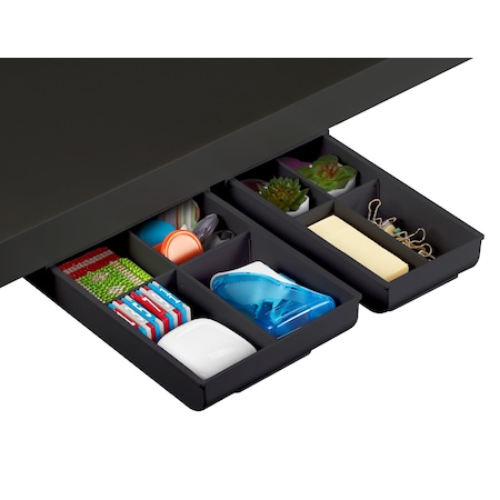 Bostitch Konnect Under Desk Drawer, Self-Adhesive Slide Out Storage Organizer, Black, 2PK KT2-DRWR-BLK